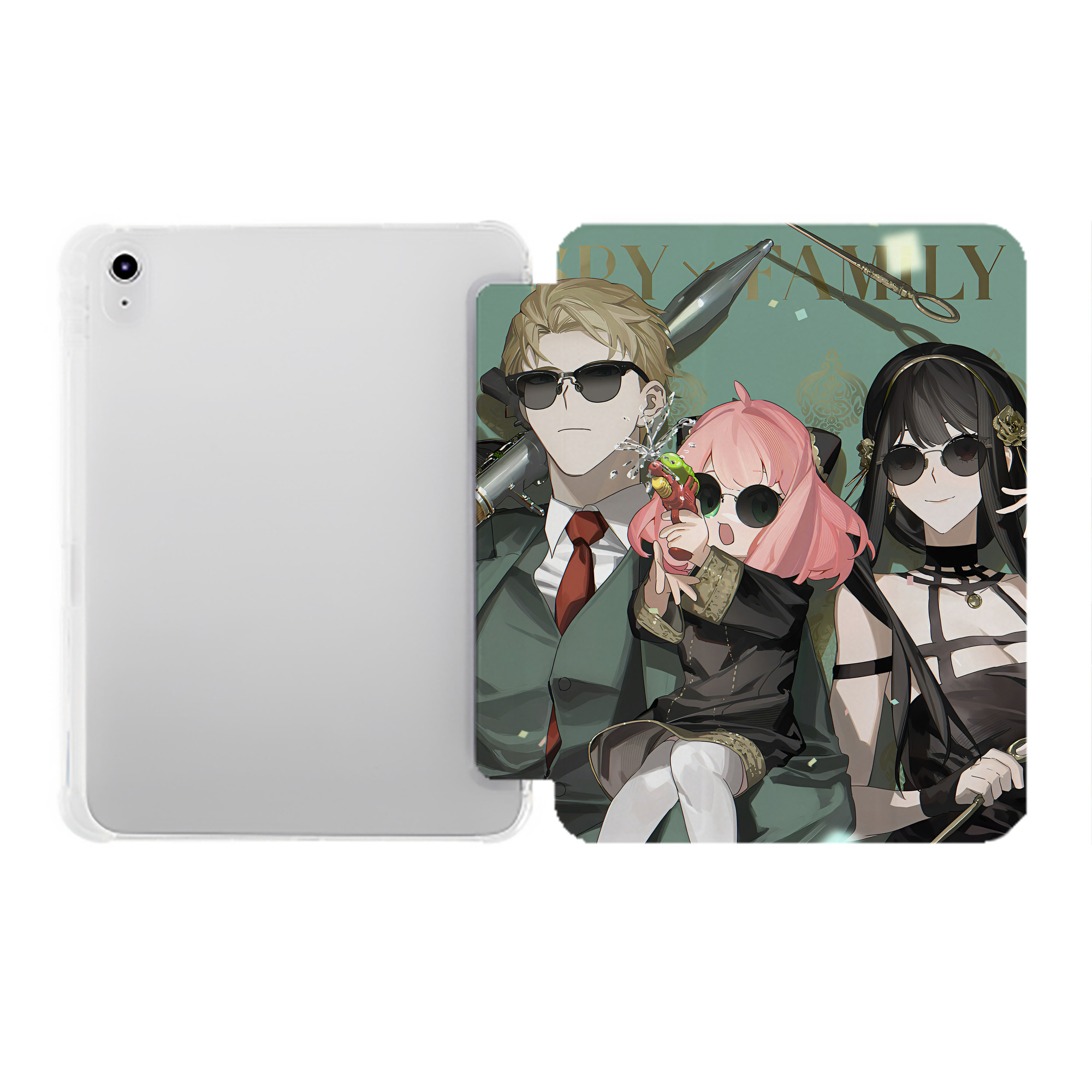 （画像用） SPY×FAMILY间谍家家酒 IPad ケース ペン収納付き 三つ折りスタンド PUレザー×シリコン 対応機種9.5/10.5/10.9インチ